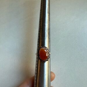 Elegant Silver and Orange Gemstone Ring